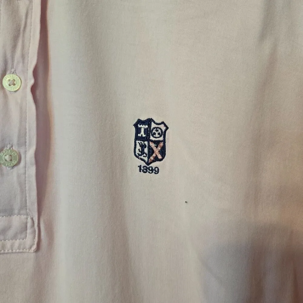 Polo Golf Ralph Lauren Vintage Lisle Pink Cotton Short Sleeve Mens Polo Shirt XL